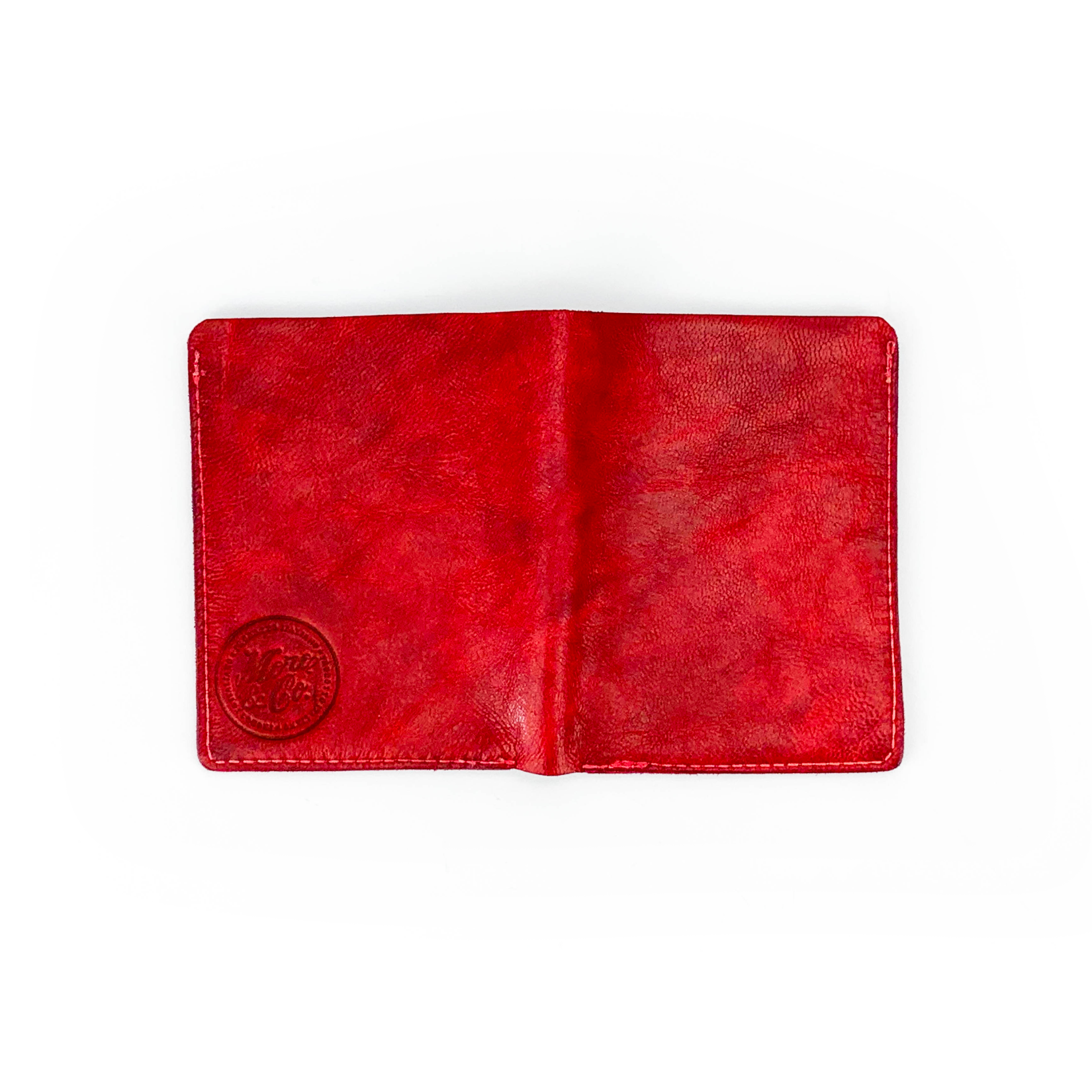 Portafoglio verticale in pelle tinta in capo rosso