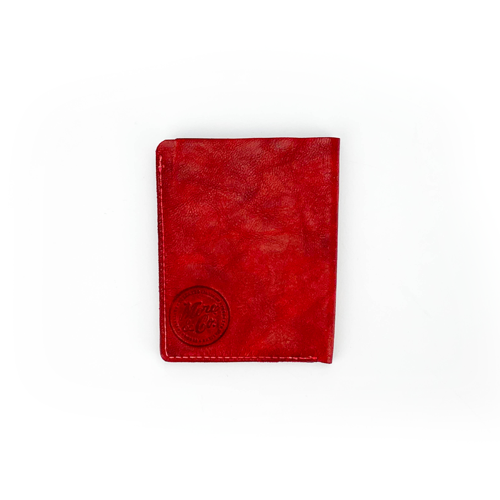Portafoglio verticale in pelle tinta in capo rosso